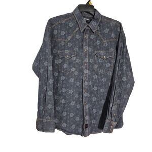 Panhandle Slim Shirt Mens XL Gray Floral Western Snap Long Sleeve Casual